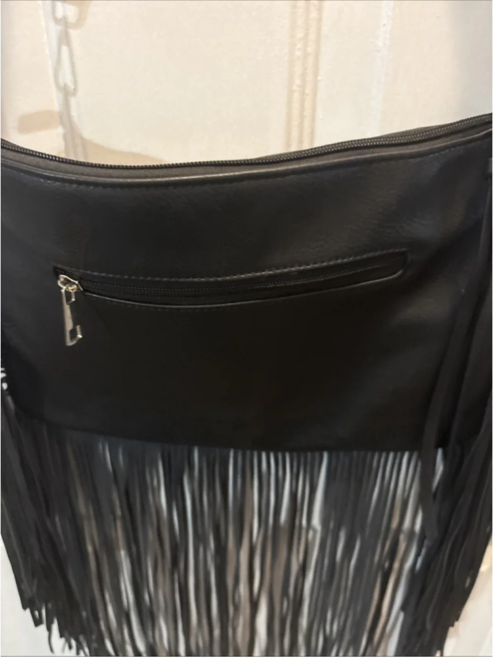 Imoshion Crossbody Bag Fringe & Gold Studded Vegan Leather ~ Black (1082)